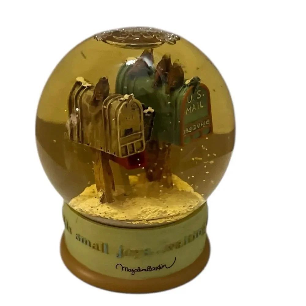 Vintage Hallmark Marjolein Bastin Snow Globe – Mailboxes & Birds – Quote Base